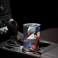 American Samoa and United States Together Tumbler Cup National Flag with Eagle-Hibiscus and Rose LT03 - Polynesian Pride