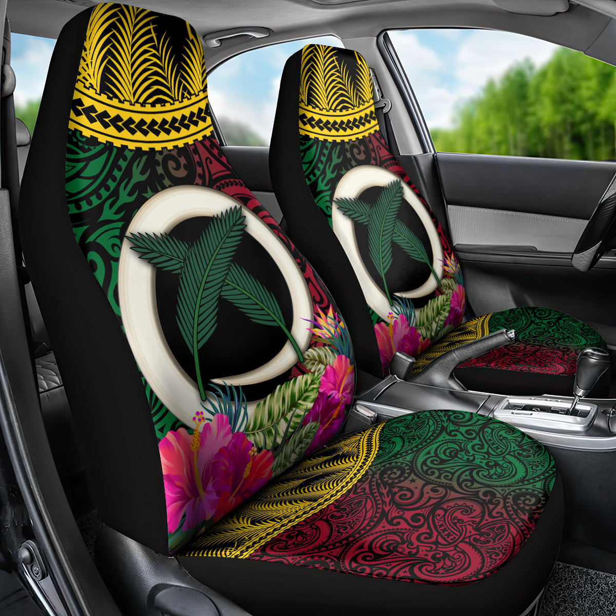 Vanuatu 44th Anniversary Independence Day Car Seat Cover Boars Tusk and Namele Plant LT03