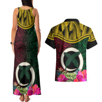 Vanuatu 44th Anniversary Independence Day Couples Matching Tank Maxi Dress and Hawaiian Shirt Boars Tusk and Namele Plant LT03 - Polynesian Pride