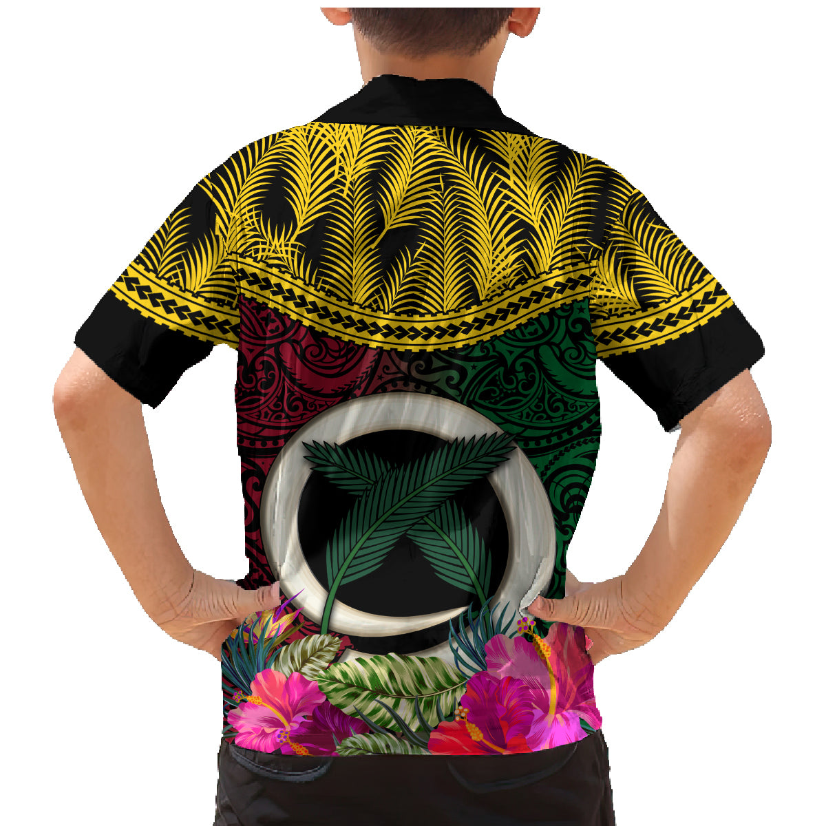 Vanuatu 44th Anniversary Independence Day Family Matching Mermaid Dress and Hawaiian Shirt Boars Tusk and Namele Plant LT03 - Polynesian Pride