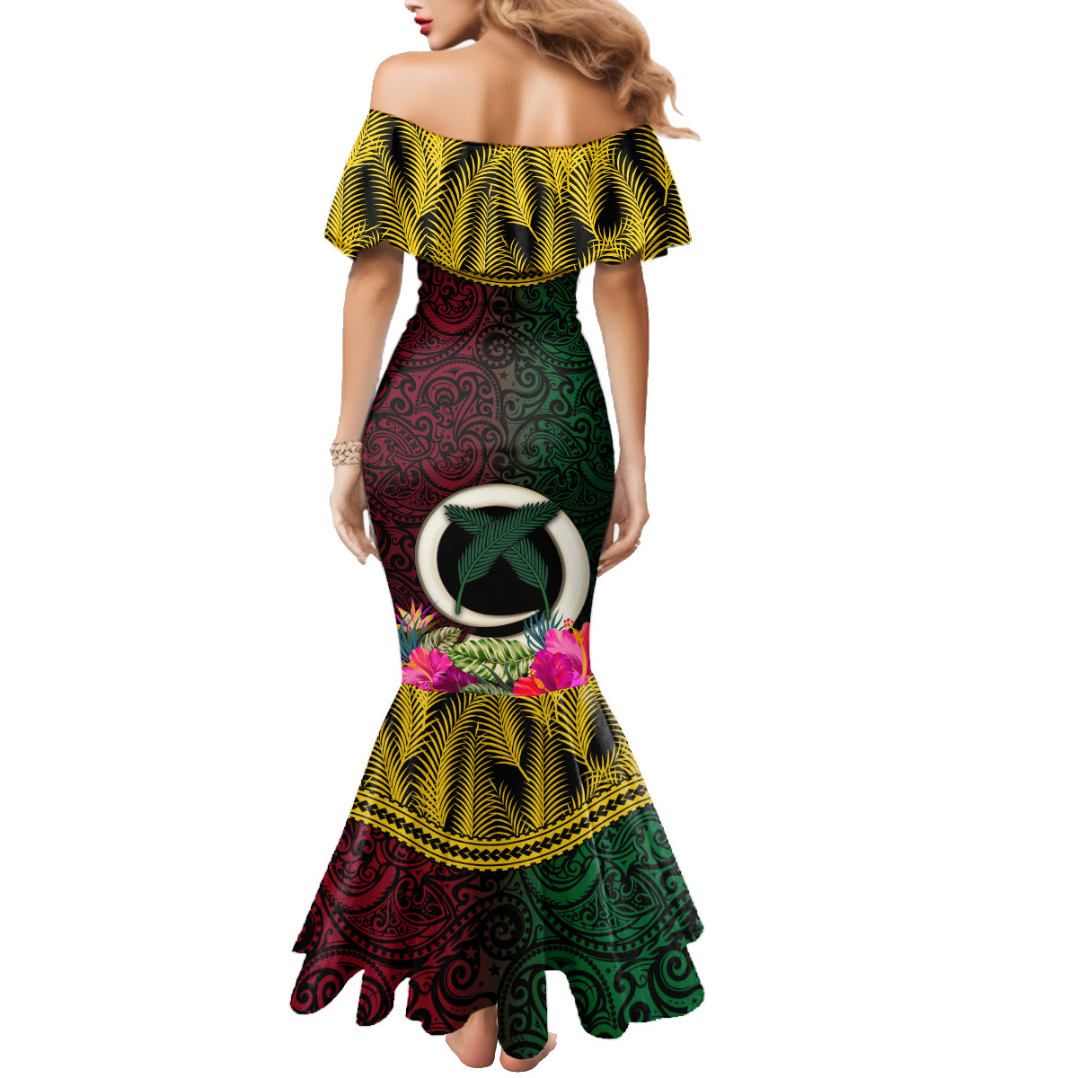 Vanuatu 44th Anniversary Independence Day Family Matching Mermaid Dress and Hawaiian Shirt Boars Tusk and Namele Plant LT03 - Polynesian Pride