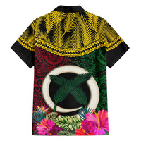 Vanuatu 44th Anniversary Independence Day Family Matching Off The Shoulder Long Sleeve Dress and Hawaiian Shirt Boars Tusk and Namele Plant LT03