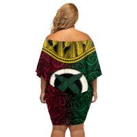 Vanuatu 44th Anniversary Independence Day Family Matching Off Shoulder Short Dress and Hawaiian Shirt Boars Tusk and Namele Plant LT03 - Polynesian Pride