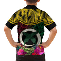 Vanuatu 44th Anniversary Independence Day Family Matching Short Sleeve Bodycon Dress and Hawaiian Shirt Boars Tusk and Namele Plant LT03 - Polynesian Pride