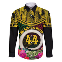 Vanuatu 44th Anniversary Independence Day Family Matching Short Sleeve Bodycon Dress and Hawaiian Shirt Boars Tusk and Namele Plant LT03 Dad's Shirt - Long Sleeve Black - Polynesian Pride