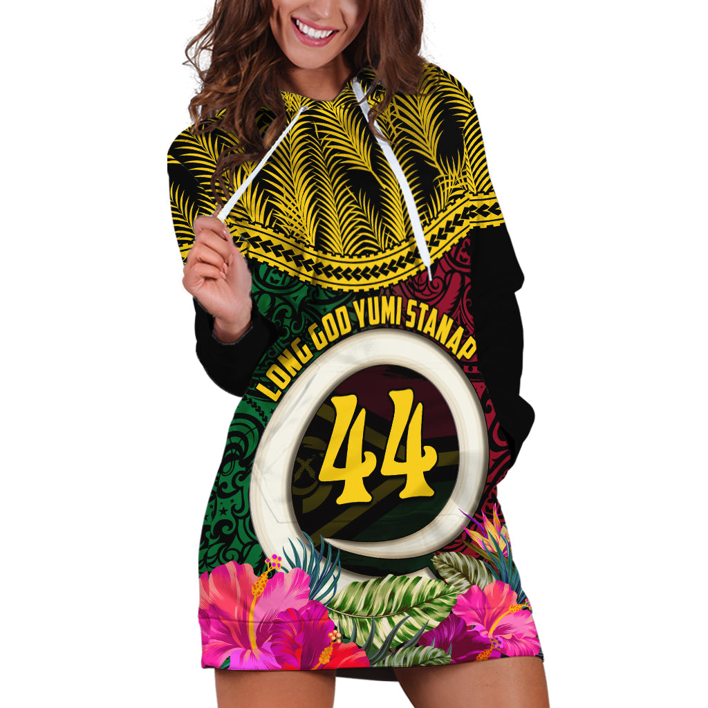 Vanuatu 44th Anniversary Independence Day Hoodie Dress Boars Tusk and Namele Plant LT03