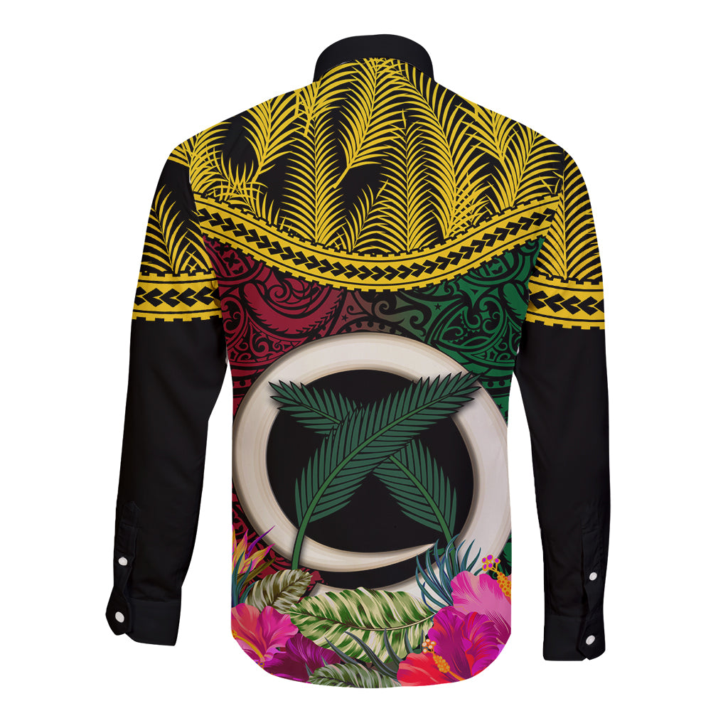 Vanuatu 44th Anniversary Independence Day Long Sleeve Button Shirt Boars Tusk and Namele Plant LT03
