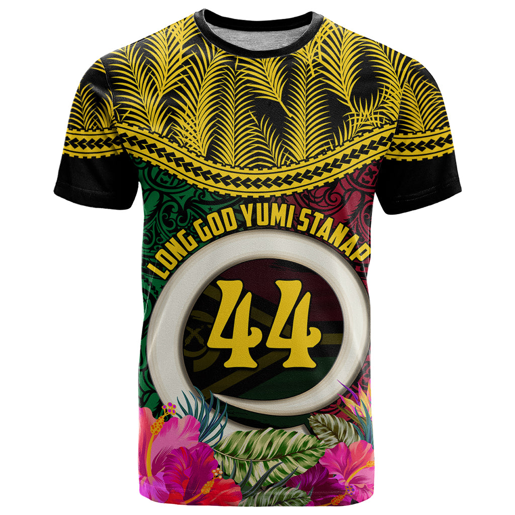 Vanuatu 44th Anniversary Independence Day T Shirt Boars Tusk and Namele Plant LT03 Black - Polynesian Pride