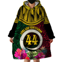 Vanuatu 44th Anniversary Independence Day Wearable Blanket Hoodie Boars Tusk and Namele Plant LT03 - Polynesian Pride