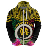 Vanuatu 44th Anniversary Independence Day Zip Hoodie Boars Tusk and Namele Plant LT03