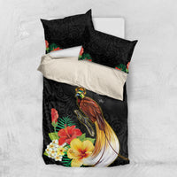 Papua New Guinea Independence Day Bedding Set PNG Flag and Bird-of-Paradise LT03 US Twin 172cm x 218cm Black - Polynesian Pride