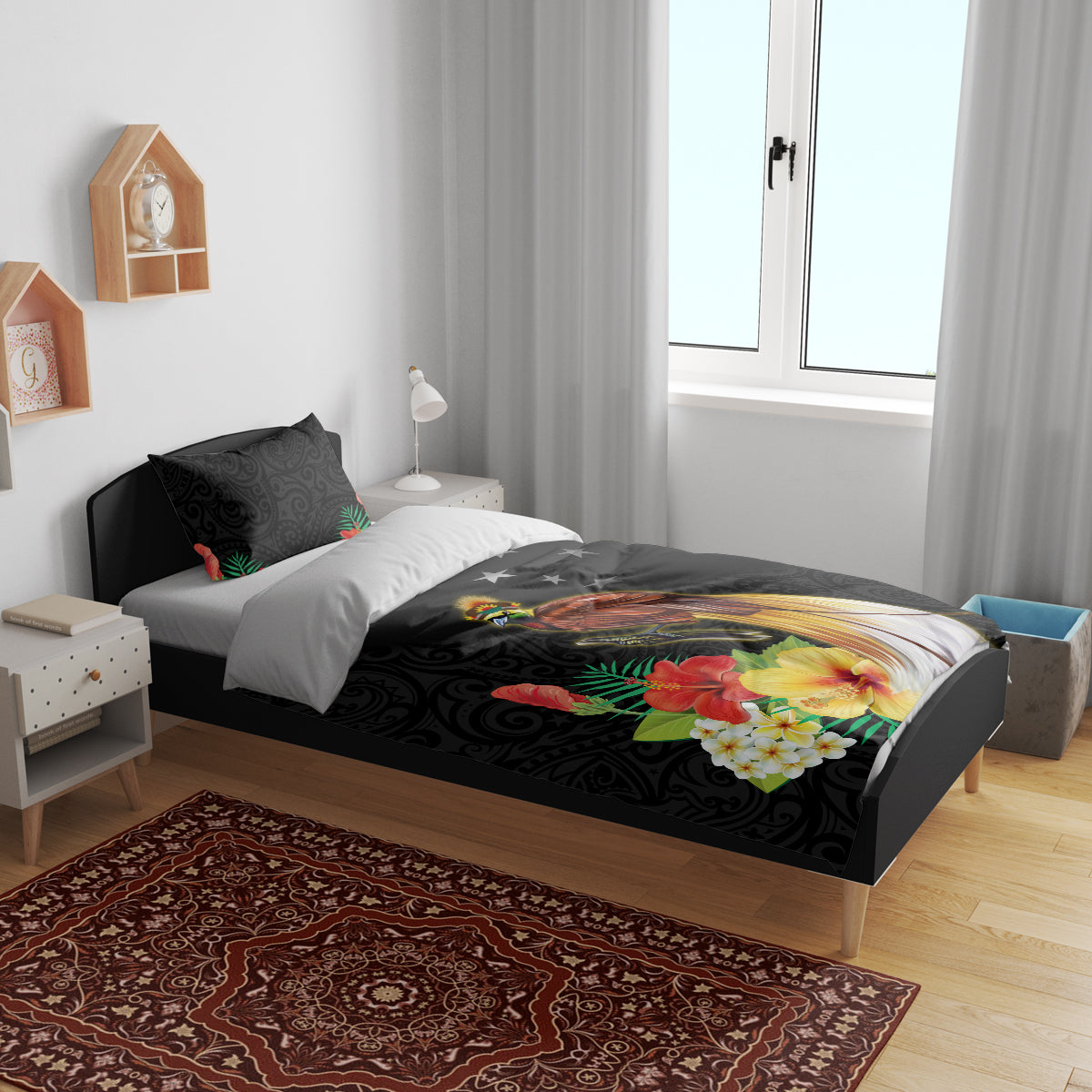 Papua New Guinea Independence Day Bedding Set PNG Flag and Bird-of-Paradise LT03 - Polynesian Pride