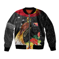 Papua New Guinea Independence Day Bomber Jacket PNG Flag and Bird-of-Paradise LT03 Unisex Black - Polynesian Pride
