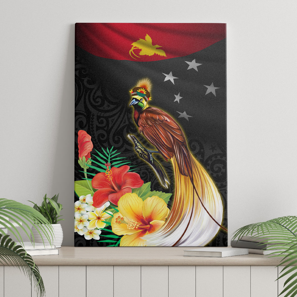 Papua New Guinea Independence Day Canvas Wall Art PNG Flag and Bird-of-Paradise LT03 - Polynesian Pride