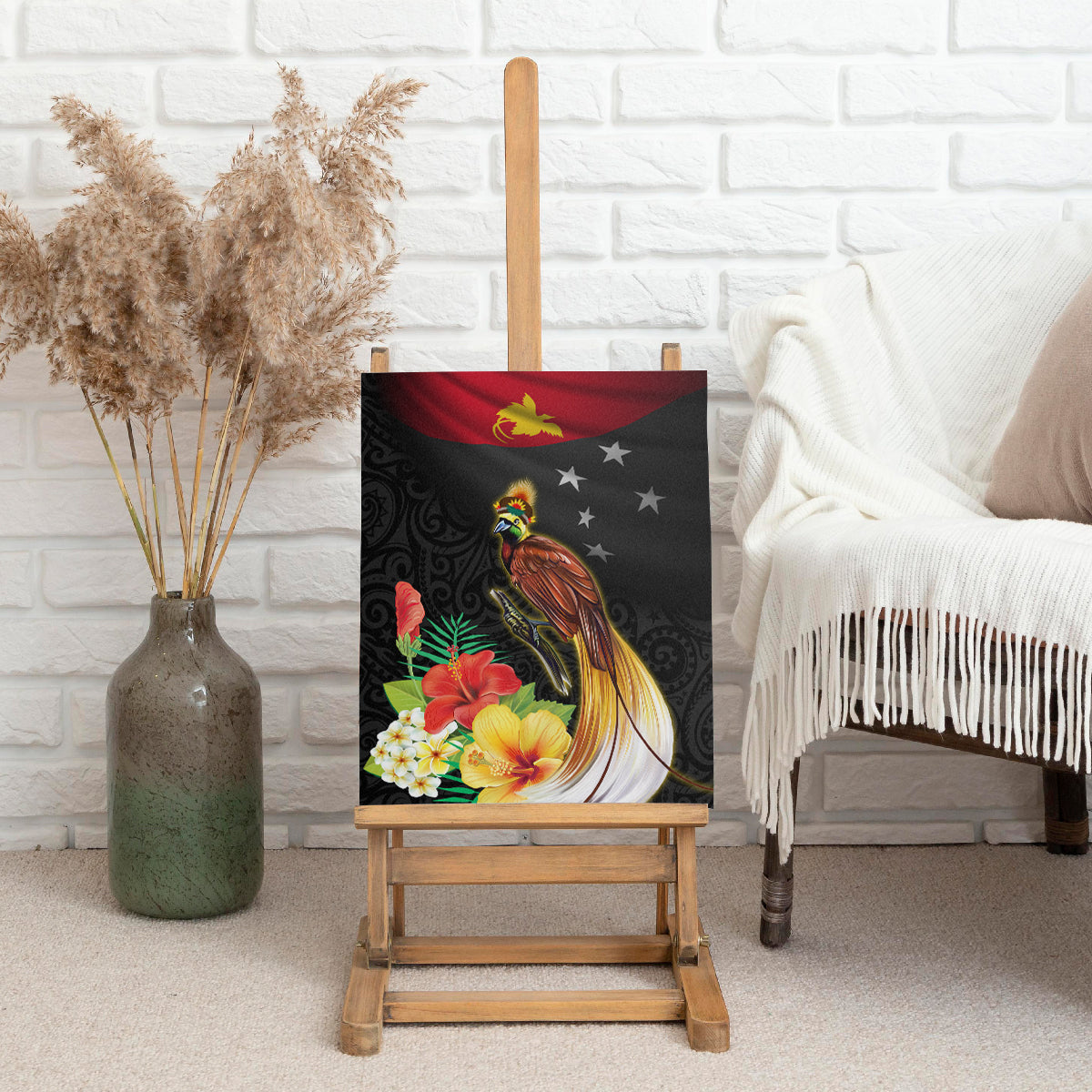 Papua New Guinea Independence Day Canvas Wall Art PNG Flag and Bird-of-Paradise LT03 - Polynesian Pride