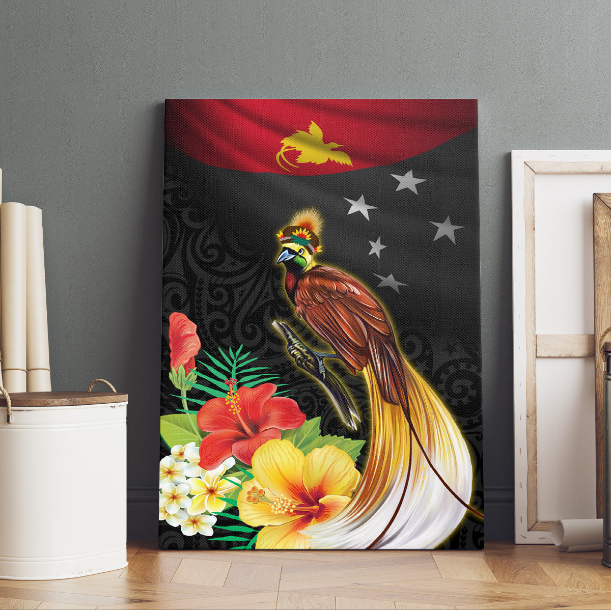 Papua New Guinea Independence Day Canvas Wall Art PNG Flag and Bird-of-Paradise LT03 - Polynesian Pride
