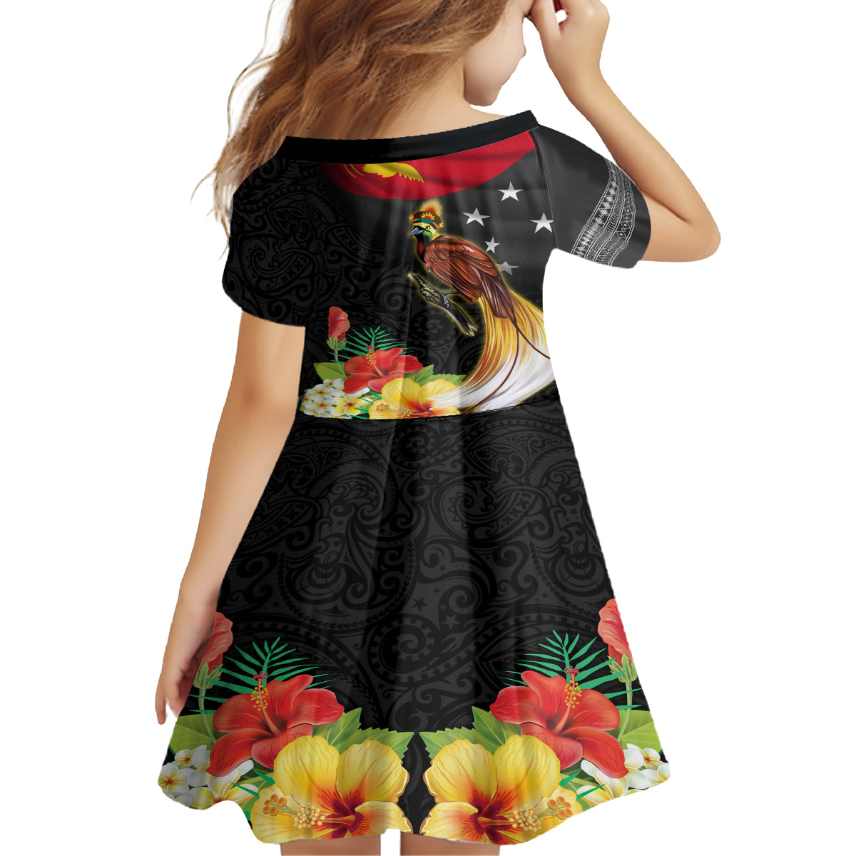 Papua New Guinea Independence Day Family Matching Off Shoulder Maxi Dress and Hawaiian Shirt PNG Flag and Bird-of-Paradise LT03 - Polynesian Pride