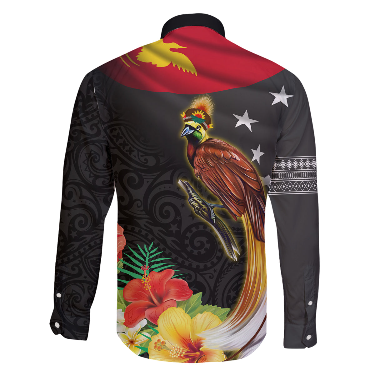 Papua New Guinea Independence Day Family Matching Off Shoulder Maxi Dress and Hawaiian Shirt PNG Flag and Bird-of-Paradise LT03 - Polynesian Pride