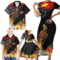Papua New Guinea Independence Day Family Matching Short Sleeve Bodycon Dress and Hawaiian Shirt PNG Flag and Bird-of-Paradise LT03 - Polynesian Pride