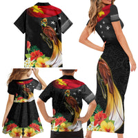 Papua New Guinea Independence Day Family Matching Short Sleeve Bodycon Dress and Hawaiian Shirt PNG Flag and Bird-of-Paradise LT03 - Polynesian Pride