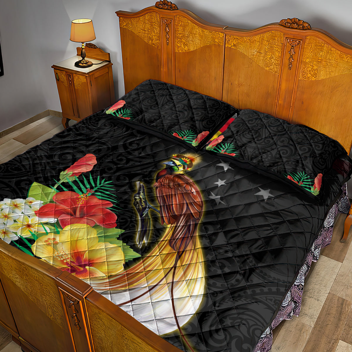 Papua New Guinea Independence Day Quilt Bed Set PNG Flag and Bird-of-Paradise LT03 - Polynesian Pride