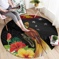 Papua New Guinea Independence Day Round Carpet PNG Flag and Bird-of-Paradise LT03 - Polynesian Pride