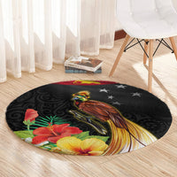 Papua New Guinea Independence Day Round Carpet PNG Flag and Bird-of-Paradise LT03 - Polynesian Pride