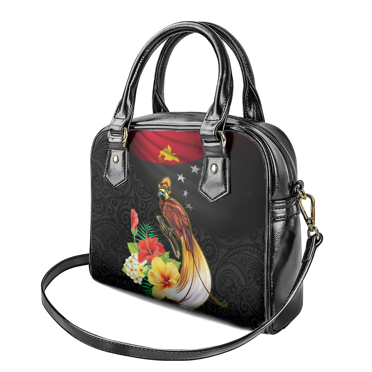 Papua New Guinea Independence Day Shoulder Handbag PNG Flag and Bird-of-Paradise LT03 - Polynesian Pride
