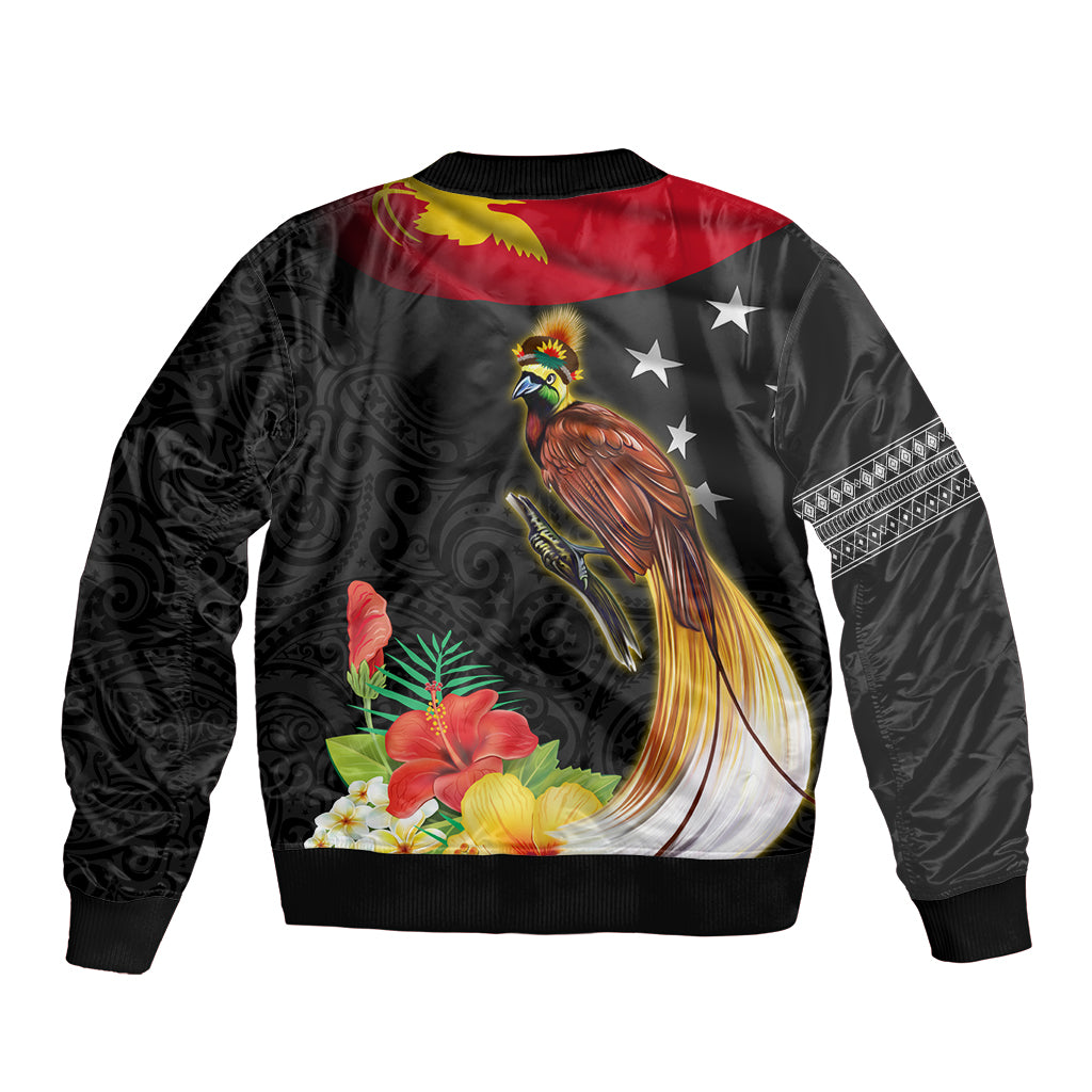 Papua New Guinea Independence Day Sleeve Zip Bomber Jacket PNG Flag and Bird-of-Paradise LT03 - Polynesian Pride