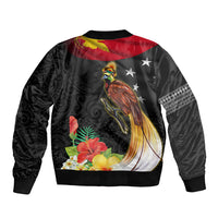 Papua New Guinea Independence Day Sleeve Zip Bomber Jacket PNG Flag and Bird-of-Paradise LT03 - Polynesian Pride
