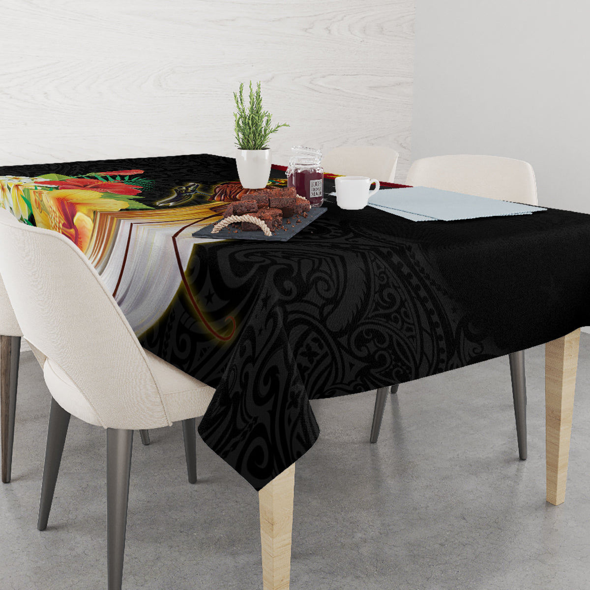 Papua New Guinea Independence Day Tablecloth PNG Flag and Bird-of-Paradise LT03 - Polynesian Pride