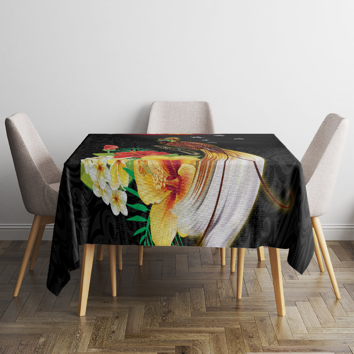Papua New Guinea Independence Day Tablecloth PNG Flag and Bird-of-Paradise LT03 - Polynesian Pride