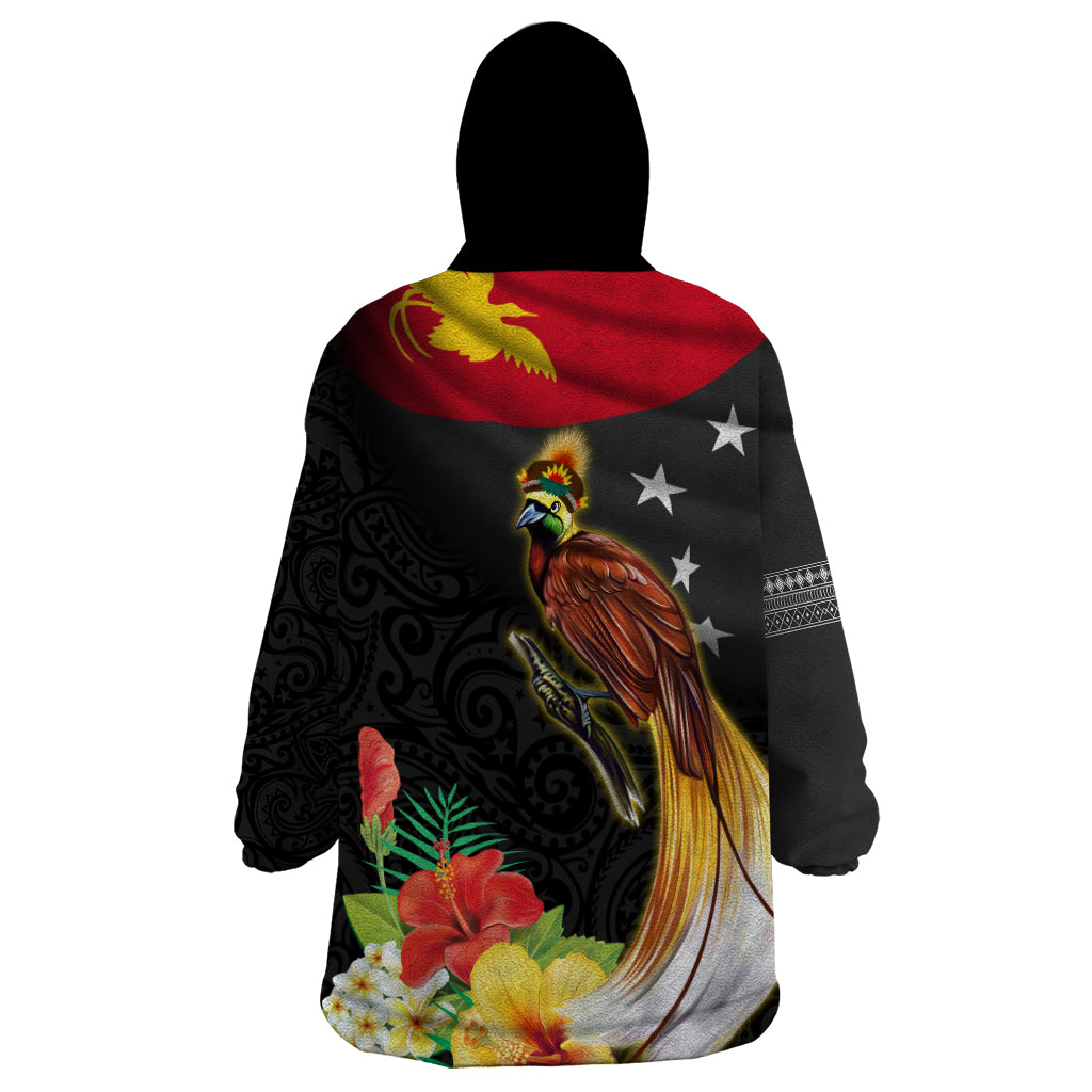 Papua New Guinea Independence Day Wearable Blanket Hoodie PNG Flag and Bird-of-Paradise LT03 - Polynesian Pride