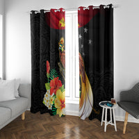 Papua New Guinea Independence Day Window Curtain PNG Flag and Bird-of-Paradise LT03 With Grommets Black - Polynesian Pride