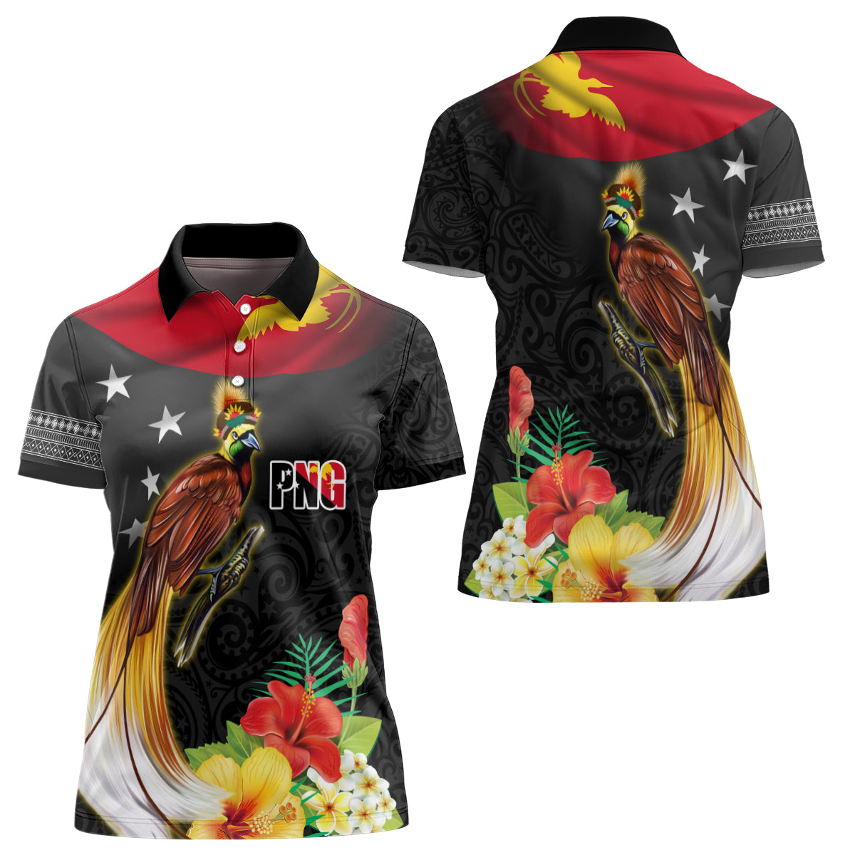 Papua New Guinea Independence Day Women Polo Shirt PNG Flag and Bird-of-Paradise LT03 - Polynesian Pride