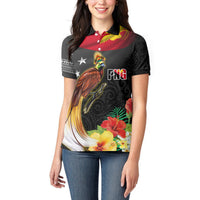 Papua New Guinea Independence Day Women Polo Shirt PNG Flag and Bird-of-Paradise LT03 - Polynesian Pride