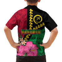 Vanuatu Flag Hibiscus Polynesian Pattern Family Matching Long Sleeve Bodycon Dress and Hawaiian Shirt LT03 - Polynesian Pride