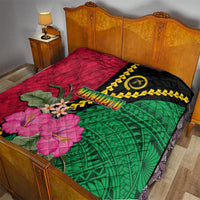 Vanuatu Flag Hibiscus Polynesian Pattern Quilt