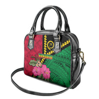 Vanuatu Flag Hibiscus Polynesian Pattern Shoulder Handbag