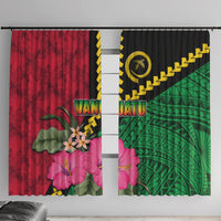 Vanuatu Flag Hibiscus Polynesian Pattern Window Curtain