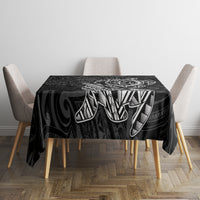 Hawaii Monk Seal and Dolphin Tablecloth Polynesian Kakau Pattern Black White Color