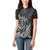 Hawaii Monk Seal and Dolphin Women Polo Shirt Polynesian Kakau Pattern Black White Color