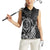 Hawaii Monk Seal and Dolphin Women Sleeveless Polo Shirt Polynesian Kakau Pattern Black White Color