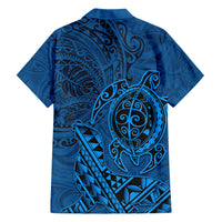 Hawaii Monk Seal and Dolphin Hawaiian Shirt Polynesian Kakau Pattern Blue