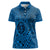 Hawaii Monk Seal and Dolphin Women Polo Shirt Polynesian Kakau Pattern Blue