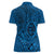 Hawaii Monk Seal and Dolphin Women Polo Shirt Polynesian Kakau Pattern Blue