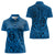 Hawaii Monk Seal and Dolphin Women Polo Shirt Polynesian Kakau Pattern Blue