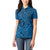 Hawaii Monk Seal and Dolphin Women Polo Shirt Polynesian Kakau Pattern Blue