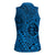 Hawaii Monk Seal and Dolphin Women Sleeveless Polo Shirt Polynesian Kakau Pattern Blue