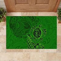 Hawaii Monk Seal and Dolphin Rubber Doormat Polynesian Kakau Pattern Green